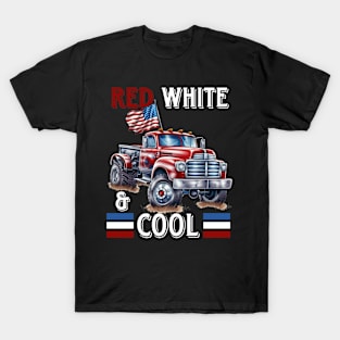 Kid Monster Truck Tee, Toddler Boys American Flag July 4th T-Shirt